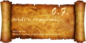 Orbán Franciska névjegykártya